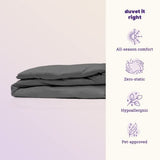 Sheets & Giggles 100% Eucalyptus Lyocell Duvet Cover - All-Season Soft, Cool & Cozy with Easy-to-Fasten Ties & Buttons - Down Alternative & Zero Static- Queen Grey Sheets & Giggles