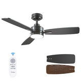 Amico Ceiling Fans with Lights, 44 inch Ceiling Fan with Light and Remote Control, Reversible, 3CCT, Dimmable, Noiseless, Small Black Ceiling Fan for Bedroom, Indoor/Outdoor Use Amico