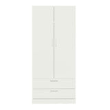 Madesa 2 Door 2 Drawer Storage Cabinet Wardrobe with Shelf and Hanging Space 31" L Wooden Armoire Closet Organization Unit for Bedroom and Office - White Madesa