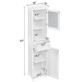 Yaheetech 67" Tall White Bathroom Storage Cabinet with Glass Door and Adjustable Shelves Yaheetech