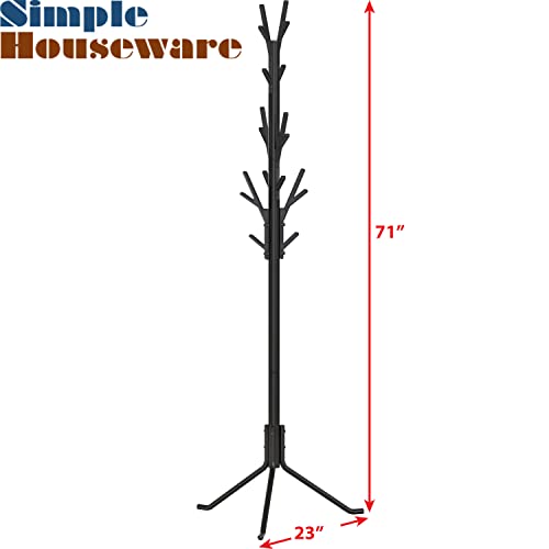 Simple Houseware Standing Coat and Hat Hanger Organizer Tree Shaped Rack, 18 Hooks, Black Simple Houseware