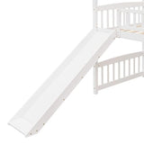 Harper & Bright Designs Twin Loft Bed with Slide for Kids, House Loft Bed Frame with Ladder and Guardrails, Wood Loft Beds for Kids, Boys, Girls, No Box Spring Needed, White Harper & Bright Designs