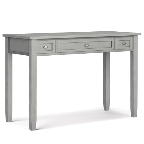 SIMPLIHOME Warm Shaker SOLID WOOD Transitional 48 Inch Wide Desk in Fog Grey, for The Office Desk, Writing Table, Workstation and Study Table SIMPLIHOME