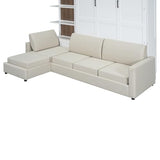 Queen Size Murphy Bed with Sofa and Shelves, Solid Wood Wall Bed can be Folded into a Cabinet for Small Spaces Apartments Studio Guest Room (White#S1) Quarte
