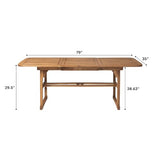 Walker Edison Maui Modern Solid Acacia Wood Slatted Patio Dining Table, 78 Inch, Dark Brown Walker Edison