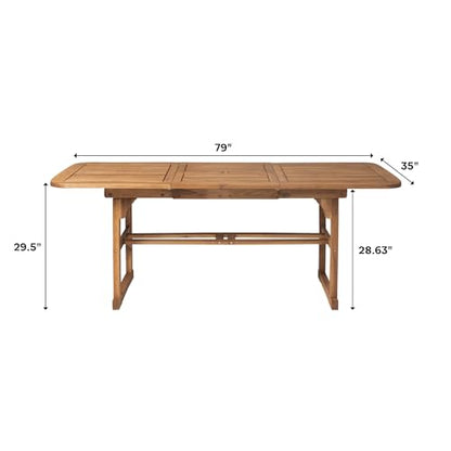 Walker Edison Maui Modern Solid Acacia Wood Slatted Patio Dining Table, 78 Inch, Grey Wash - WoodArtSupply