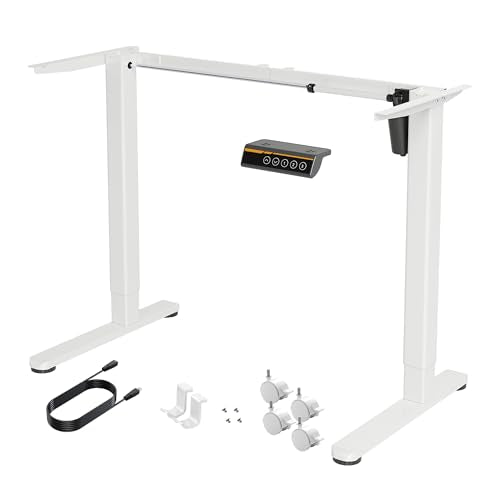 Claiks Standing Desk Frame, Electric Stand Up Desk Legs Frame Workstation Up to 63",C-Shaped Adjustable Standing Computer Desk for Home and Office, (White Frame only) Claiks