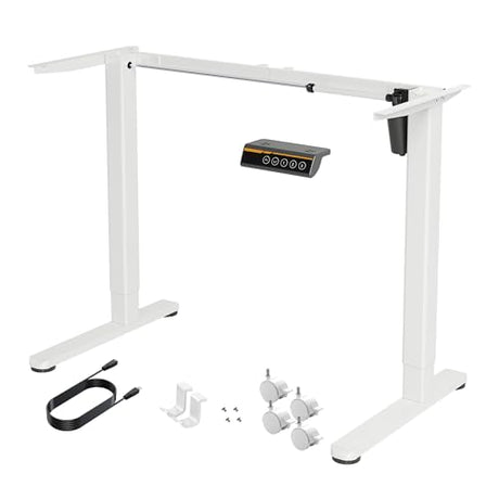 Claiks Standing Desk Frame, Electric Stand Up Desk Legs Frame Workstation Up to 63",C-Shaped Adjustable Standing Computer Desk for Home and Office, (White Frame only) Claiks