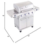 Monument Grills Larger 4-Burner Propane Gas Grills Stainless Steel with BBQ Cover(2 Items) Monument Grills