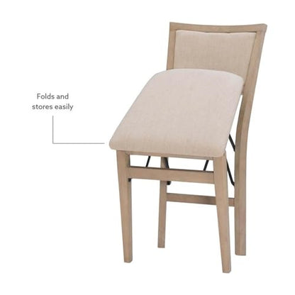 Linon Keira Pad Back Wood Set of Two Folding Chairs in Graywash