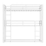 Mixcous Metal Triple Bunk Bed, Twin Over Twin Over Twin Heavy Duty Bunkbeds, Full-Length Guardrail Family-Friendly for All Ages, Bedroom, No Box Spring Needed, Easy Assembly, White Mixcous