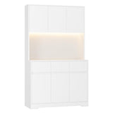 finetones 71'' Tall Kitchen Pantry Storage Cabinet with Power Outlets and Led Lights, Large Kitchen Hutch Buffet Cabinet with Microwave Stand, Pantry Cabinet Kitchen Cabinet with Buffet Cupboard finetones