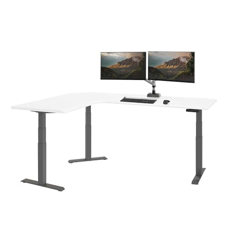 Vari ComfortEdge 80x60 L-Shape Electric Standing Desk – Height Adjustable Sit-Stand VariDesk for Corner Office with Reversible Left/Right Design + White Laminate Top/Slate Legs (Ships in 3 Boxes) Vari