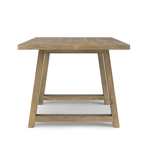 SIMPLIHOME Whitley Dining, Solid Mango Wood Farmhouse-Style Rectangular Kitchen Table in Grey Wash for 4 to 8 People, 72 inches SIMPLIHOME