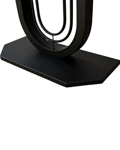 39.37'' Rectangle Narrow Console Table with Marble Top, Elegant Sofa Table Modern Entryway Tables, Round-Shaped Metal Frame, for Entry, Behind Sofa Couch, Entrance, White & Black Metal Base Cre Cra