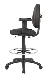 Boss Office Products B1691-BK Stand Up Fabric Drafting Stool with Adjustable Arms in Black Boss Office Products