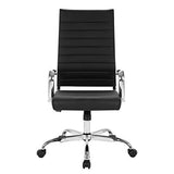 LANDSUN Home Office Chair Ribbed Leather High Back Executive Swivel Computer Desk Chairs with Wheels and Armrests Soft Padded Adjustable Height Modern Conference Task Black LANDSUN