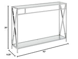 Convenience Concepts Oxford Chrome Console Table 42" - Contemporary Modern Sofa Table with Storage Shelf, Narrow Entryway Hall Table for Living Room, Bedroom, Bathroom, Glass/Chrome Convenience Concepts