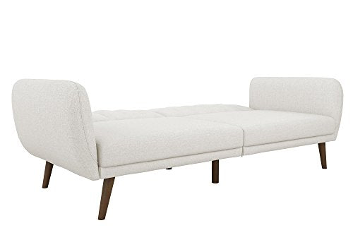 Novogratz Brittany 82 Inch Futon Sofa Bed, Upholstered Couch Sleeper with Tufted Back, Mid-Century Modern, Light Gray