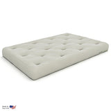 Nirvana Futons Queen Size Futon Bed Sofa - (Natural Hardwood Frame and Ivory Mattress Set), Armless Convertible, Couch, Bed, Lounger Nirvana Futons