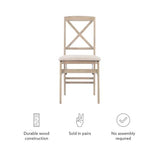 Linon Triena 19" Transitional Wood X-Back Folding Chairs with Padded Seat, Fully Assembled in Graywash (Set of 2) Linon
