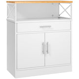 Shintenchi Kitchen Buffet Cabinet with Adjustable Shelf, Modern Kitchen Storage Cabinet,Farmhouse Coffee Bar Cabinet（White） Shintenchi
