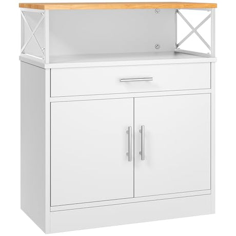 Shintenchi Kitchen Buffet Cabinet with Adjustable Shelf, Modern Kitchen Storage Cabinet,Farmhouse Coffee Bar Cabinet（White） Shintenchi
