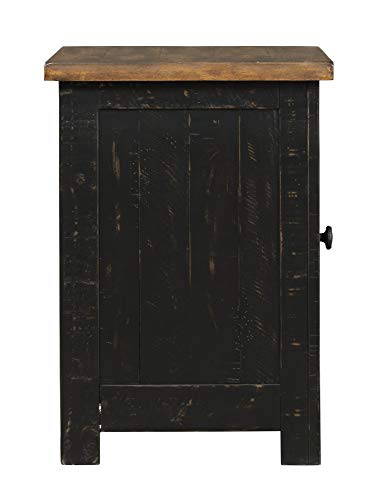 Signature Design by Ashley Valebeck Rustic Farmhouse Chair Side End Table with Cabinet Door, Distressed Black Signature Design by Ashley
