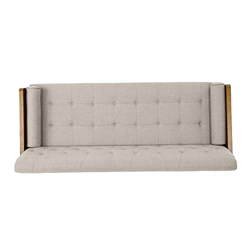 Christopher Knight Home Aidan Mid Century Modern Tufted Fabric Sofa, Beige - WoodArtSupply