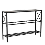 Hoctieon Industrial Console Table, 3 Tier Entryway Table, Hallway Table, Narrow Sofa Table with Shelves, Entrance Table for Entryway, Rustic Brown&Black Hoctieon