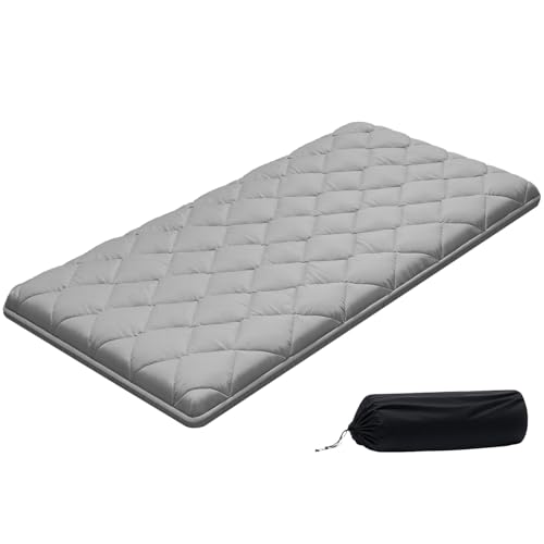 VEVOR 9-Layer Japanese Futon Mattress, 3.5" Thick Twin Tatami Mat, Foldable Roll Up Mattress for Sleeping with Storage Bag, Portable Floor Mattress for Camping Dormitory Yoga, Gray VEVOR
