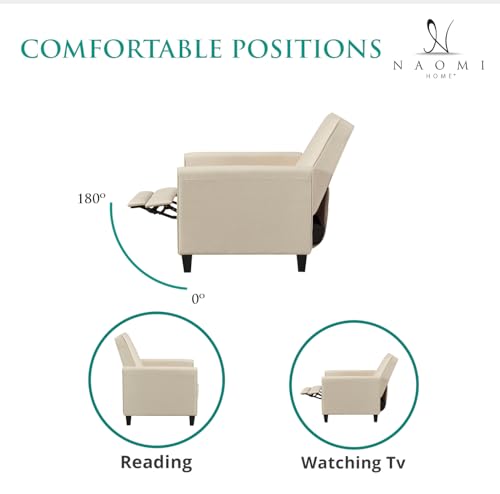 Naomi Home Landon Modern Reclining Accent Chair for Living Room | Recliner Chair with Enhanced Back Support, Wide Seat, Thick Cushioning | Recliner for Small Spaces