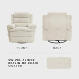 Lexicon Swivel Glider Reclining Chair, Textured Microfiber Manual Recliner, Comfy Nursery Glider Recliner, Swivel Reclining Chair for Living Room/Office/Bedroom/Apartment, Beige