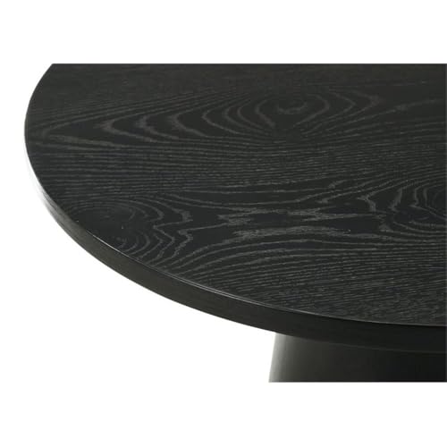Lilola Home Jasper Ebony Black 20-inch Round Console Table with Pedestal Base — Modern Sculpted Entryway Table, Wood-Grain Finish, Space-Saving Accent Table LILOLA LIVING