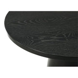 Lilola Home Jasper Ebony Black 20-inch Round Console Table with Pedestal Base — Modern Sculpted Entryway Table, Wood-Grain Finish, Space-Saving Accent Table LILOLA LIVING