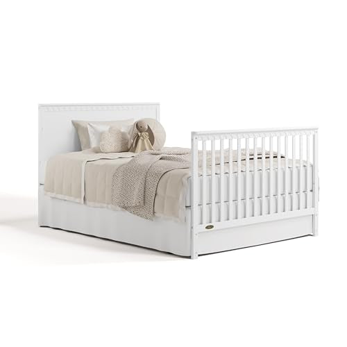 Graco Sasha 5-in-1 Convertible Crib with Storage Drawer (White) – GREENGUARD Gold Certified Baby Crib Crafted from Wood, Converts to Toddler Bed, Daybed, and Full-Size Bed Graco