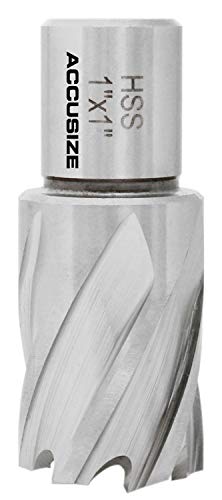 Accusize Industrial Tools Hss Annular Cutter, 1'' Diameter by 1'' Depth with 3/4'' Weldon Shank, Ansi Standard, 2080-2021 Accusize Industrial Tools