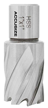 Accusize Industrial Tools Hss Annular Cutter, 1'' Diameter by 1'' Depth with 3/4'' Weldon Shank, Ansi Standard, 2080-2021 Accusize Industrial Tools