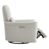 CHITA Power Recliner Chair Swivel Glider, FSC Certified Upholstered Faux Leather Living Room Nursery Reclining Sofa Chair with Lumbar Support, Cream