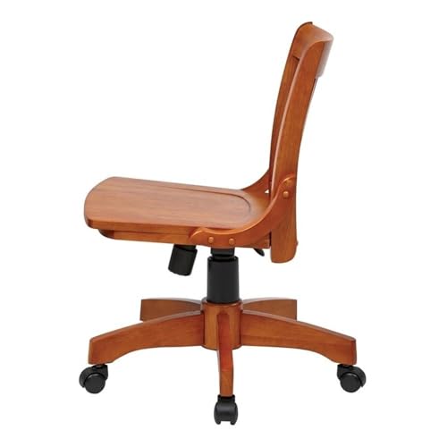 Pemberly Row Traditional Wood Armless Office Chair in Medium Brown - WoodArtSupply