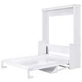 Brisca Queen Size Murphy Bed with a Shelf & Wood Slats,Bed Frame W/Modern and Simple Design,No Spring Box Needed,for Apartment,Bedroom,Guest Room,White Brisca