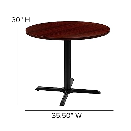 Flash Furniture Chapman 36" Round Multi-Purpose Conference Table in Mahogany - WoodArtSupply