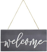 AuldHome Farmhouse Wooden Welcome Sign, Gray and White Rustic Style Wood Hanging Plaque, 12 x 6 Inches AuldHome Design