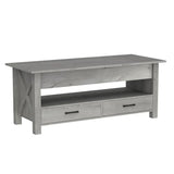 Seventable Coffee Table, 47.2" Lift Top Coffee Table with 2 Storage Drawers and Hidden Compartment, Retro Center Table with Wooden Lift Tabletop for Living Room, Gray Seventable