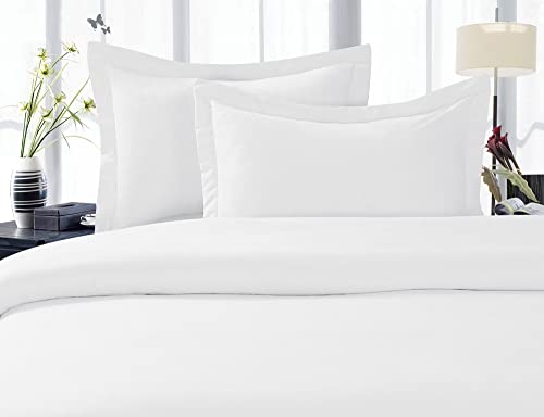Elegant Comfort Elegance Linen 1500 Thread Count Wrinkle Resistant Ultra Soft Luxurious Egyptian Quality 3pc Duvet Cover Set, Solid, King/California King, White Elegant Comfort