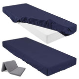 Breling Fitted Sheet (Sheet Only) Compatible with Milliard Trifold Mattress Folding Mattress Fitted Microfiber Bedclothes for Camp Bunk Rvs Bed(Navy Blue,2 Pcs,Single,4'') Breling