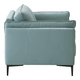 Acme Mesut Leather Upholstered Loveseat in Light Blue and Black Acme