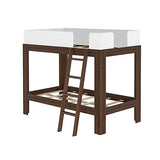 Max & Lily Mid-Century Modern Twin Over Twin Solid Wood Bunk Bed in Walnut/White Max & Lily