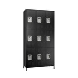 METAN Metal Locker for School Office Gym Bedroom,9 Doors Black Steel Storage Locker Cabinet for Employees, Industrial Storage Locker, Assembly Required (9 Door-Black) METAN