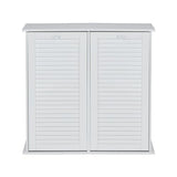 Household Essentials Tilt-Out Laundry Sorter Cabinet with Shutter Front, White, White Wood Shutter Household Essentials